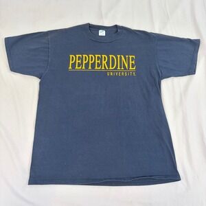 Velva Sheen Mens XL Navy Blue Pepperdine University Graphic‎ T Shirt Vintage 90s